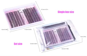 Dimensions détaillées pour la boîte individuelle et le kit de faux cils DIY naturels