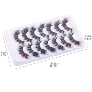 7 pairs of mixed colorful faux mink eyelash segments in a clear storage case