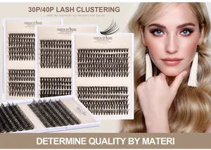 Set ciglia a ciuffetti 30P 40P con modella che mostra un effetto volume naturale