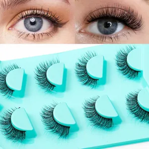 Lot de 4 paires de faux cils effet vison avec bande épaisse pour un volume naturel