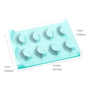 Lot de 4 paires de faux cils effet vison épais de 1,5 cm avec volume et courbure