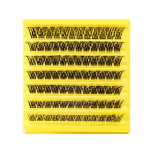7-row individual eyelash extensions set with dense natural curl on a white background