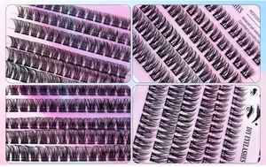 Vue macro de faux cils individuels DIY professionnels montrant la courbure naturelle