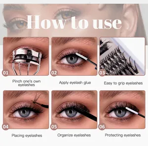 Step-by-step tutorial for applying individual lash clusters with tools and instructions