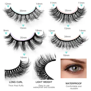 48 Paar voluminöse 9-18mm Kunstwimpern in vier verschiedenen Stilen für Profis