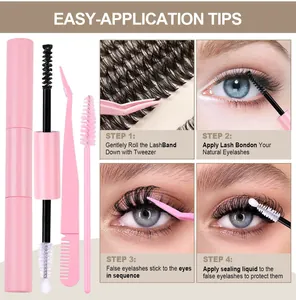 Kit dettagliato per ciglia con colla rosa bond & seal, pinzetta e pennello applicatore
