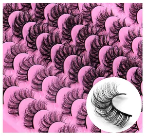 Detailed macro view showing the thick, multilayered texture of 30 pairs of faux mink eyelashes