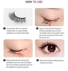 Detailed four-step guide for applying 6D fluffy mink-style lashes with rose gold tweezers
