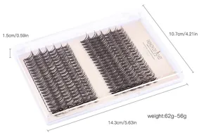 Dimensioni e peso del kit di ciglia finte DIY con 240 ciuffi in una scatola