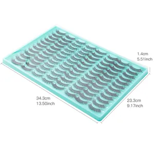 48 Paar dichte natürliche künstliche Wimpern in einem großen Tray mit Maßen