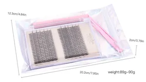 Kit extension ciglia fai-da-te dimensioni 20,2cm x 12,3cm e peso 89g-90g con strumenti rosa
