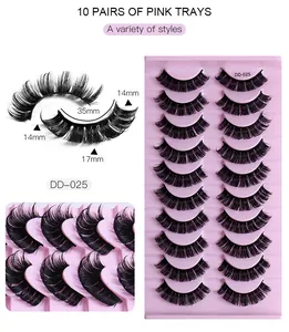 Detailed view of DD-025 Russian volume eyelashes with 14-17mm length and 10 pair set