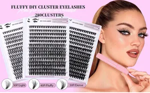DIY Cluster-Wimpernset mit 280 Clustern und Applikator-Tool für einen flauschigen Look