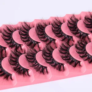 7 pairs of dramatic faux mink eyelashes with thick volume and curled effect for stage makeup