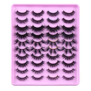 Set of 20 pairs of fluffy faux mink eyelashes with various dense and curly styles