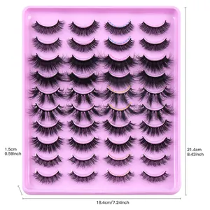 20 pairs of fluffy 3D faux mink eyelashes set with various voluminous styles