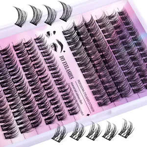Kit d'extensions de cils segmentés DIY professionnels avec fibres noires courbées