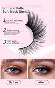 Detail von hochwertigen falschen Wimpern mit flauschigem Volumen und Katzenaugen-Schwung