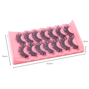 Set of 7 pairs fluffy faux mink eyelashes with 16.6x9.6cm packaging dimensions