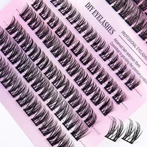 Kit d'extension de cils segmenté DIY avec grappes de cils noirs naturels et denses