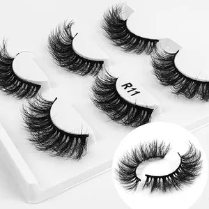 5 pairs of 6D fluffy false eyelashes R11 with natural thick volume in white tray