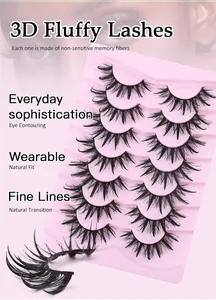 Detail von 3D-flauschigen falschen Wimpern aus weichen Memory-Fasern im 5-Paar-Set
