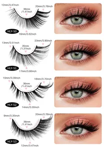 Detaillierte Größentabelle für Fox-Eye Wimpern mit Längen von 6 mm bis 13 mm