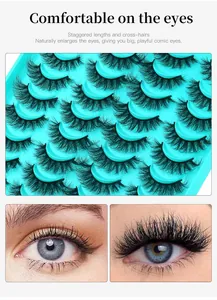 Detail showing 20 pairs of dense criss-cross eyelashes with natural staggered lengths