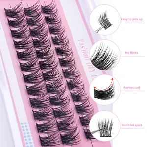 DIY manga style individual cluster eyelashes with natural curl for a voluminous eye look
