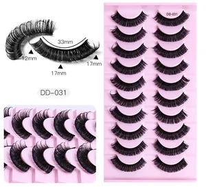 Detailed size specifications for DD-031 Russian curl 12-17mm dense faux mink eyelashes
