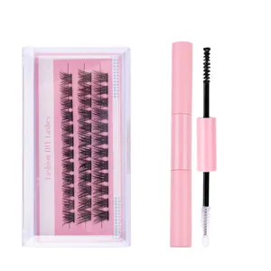 DIY manga lash cluster set with black individual lashes and pink dual-ended applicator
