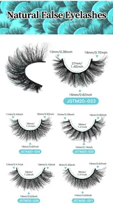 Detailed size specifications for thick wispy false eyelashes ranging from 9mm to 18mm