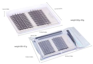 Detailed size specifications for large capacity DIY eyelash extension kit with tweezers
