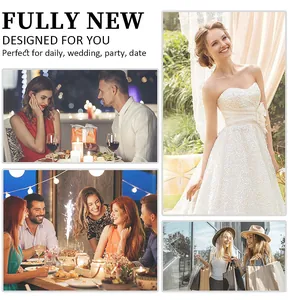 Detailed collage showing false eyelashes for wedding, dating, party, and shopping looks