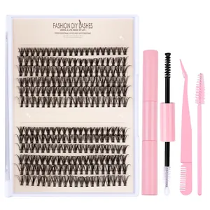 Kit extension ciglia fai-da-te con 240 ciuffi finto visone, colla e pinzetta rosa