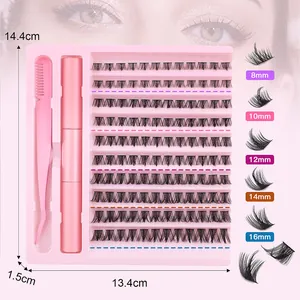 DIY cluster eyelash extension kit with various lengths and application tools