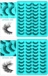 Macro detail of JSTM20-025 and JSTM20-026 dense layered faux mink eyelash sets