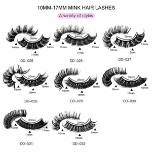 Size chart for DD curl russian volume eyelashes mink hair lashes 10-19mm length