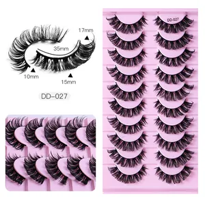 10 pairs of dense DD-027 Russian curl false eyelashes with 10-17mm varying lengths