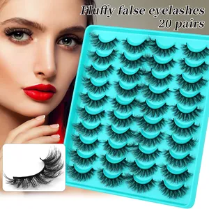 Professional Fluffy False Eyelashes Faux Mink Thick Voluminous Wispy Comic Eye Cross Layered Natural Extension Makeup Tool Set