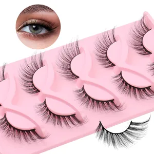 5 Paar natürliche, flauschige Fox-Eye künstliche Wimpern mit geschwungenen Fasern
