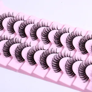 Dramatic DD curl Russian volume eyelashes, 10 pairs of dense black natural false lashes