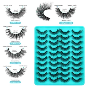 20 pairs of voluminous mink lashes in styles JSTM20-023 to 027 with 9mm to 18mm lengths
