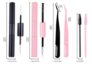 Kit d'entretien des cils comprenant brosse double embout et pince avec mesures précises