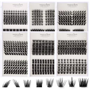 Professional Faux Mink Cluster Lashes DIY Lash Extension Kit With Tweezers Brush And Glue Natural Voluminous Eye Makeup