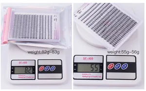 Detailed scale view of 280 clusters DIY eyelash set weight measurement in packaging