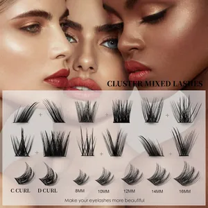 Cluster mixed lashes kit in C and D curl with lengths from 8mm to 16mm for natural volume