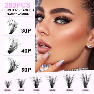 Set mit 280 Büscheln flauschiger DIY Wimpernverlängerungen von 8mm bis 16mm für Alltag