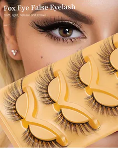Detail von 5 Paaren flauschiger Fuchsaugen-Wimpern mit 3D-Volumen und geflügeltem Effekt