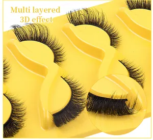 Detail view of 3D multi-layered false eyelashes showing root weaving and fine fiber texture